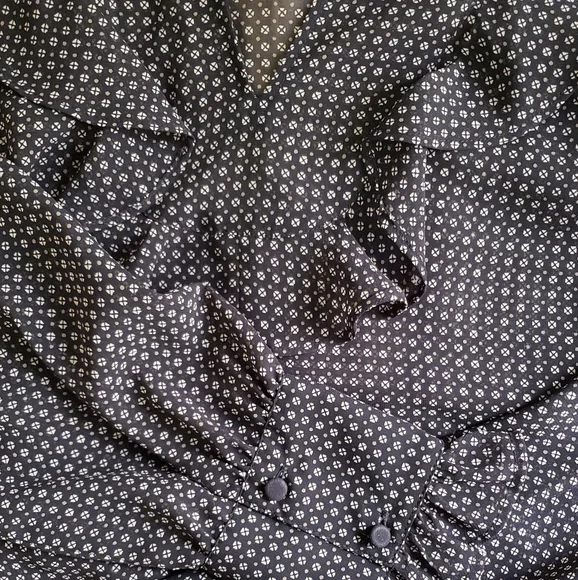 Loft Sheer Black Ruffle Blouse Long Sleeved - Picture 11 of 11